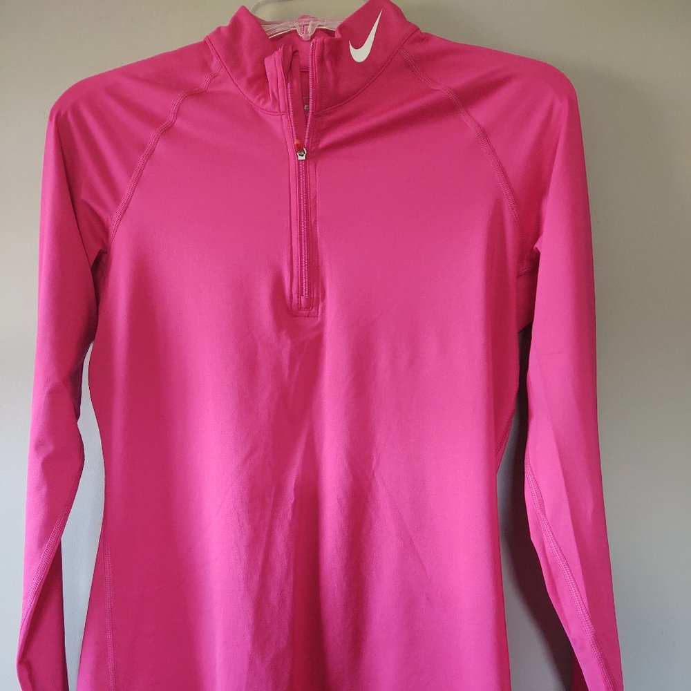 NIKE Pink Quarter-Zip Track Jacket Dri-Fit Pullover~Bright💓Pink Size:MED